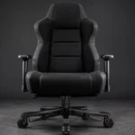 Scaun gaming King Size negru antracit, material textil, bază metalică masivă, pentru persoane corpolente, vedere frontală