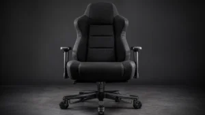 Scaun gaming King Size negru antracit, material textil, bază metalică masivă, pentru persoane corpolente, vedere frontală