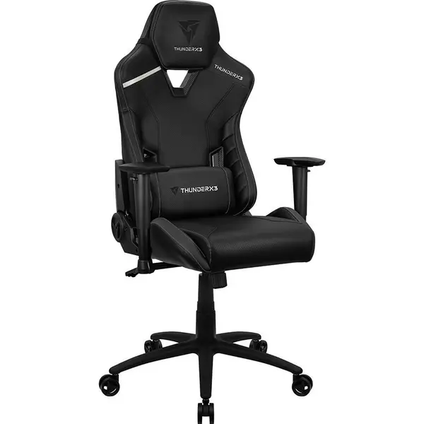 Scaun gaming ThunderX3 TC3 negru cu pattern carbon, cotiere 2D și piston clasa 4, vedere frontală