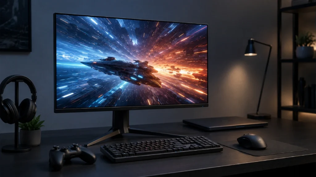 Monitor gaming de 27 inch într-un setup modern de birou