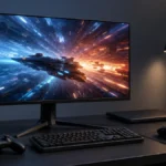 Monitor gaming de 27 inch într-un setup modern de birou