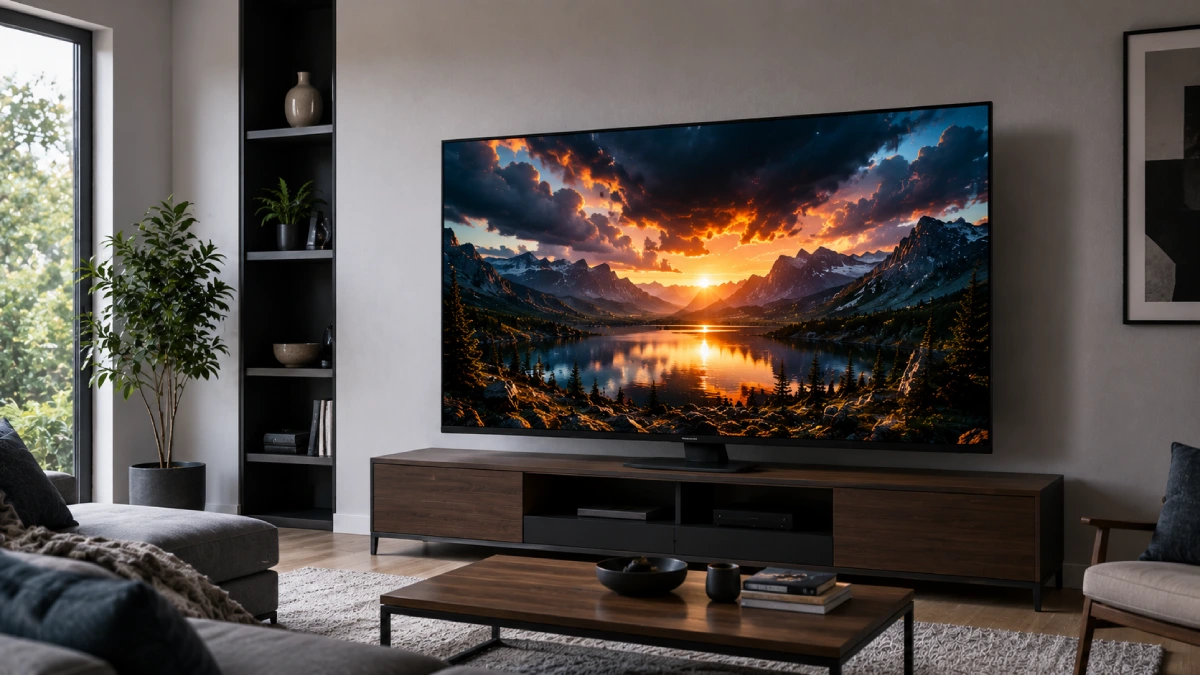 Televizor Mini LED într-un living modern