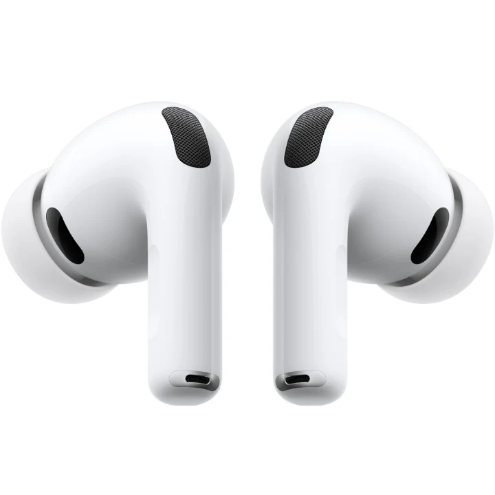 Perechea de căști true wireless Apple AirPods Pro 3, văzută din față