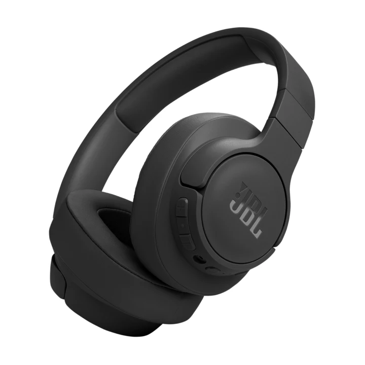 Căști wireless over-ear JBL Tune 770NC în culoarea neagră, văzute din lateral
