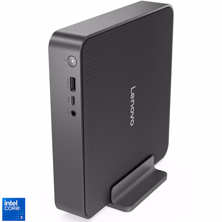 Mini PC Lenovo IdeaCentre Mini 01IRH10R cu procesor Intel Core 5 210H, 16 GB DDR5 și SSD de 512 GB, culoare Luna Grey