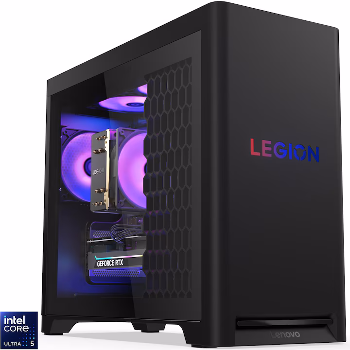 Lenovo Legion T5 30IAS10 cu procesor Intel Core Ultra 5 225F, 16 GB DDR5, SSD de 1 TB și placă video GeForce RTX 5060 8GB, Eclipse Black
