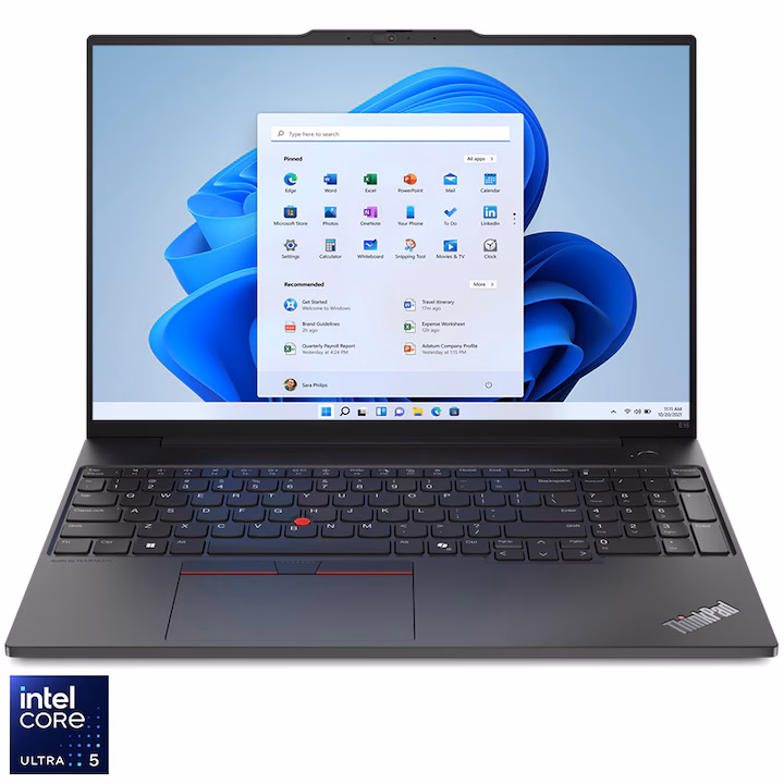 Laptop Lenovo ThinkPad E16 Gen 2 cu ecran de 16 inch și Windows 11 Pro