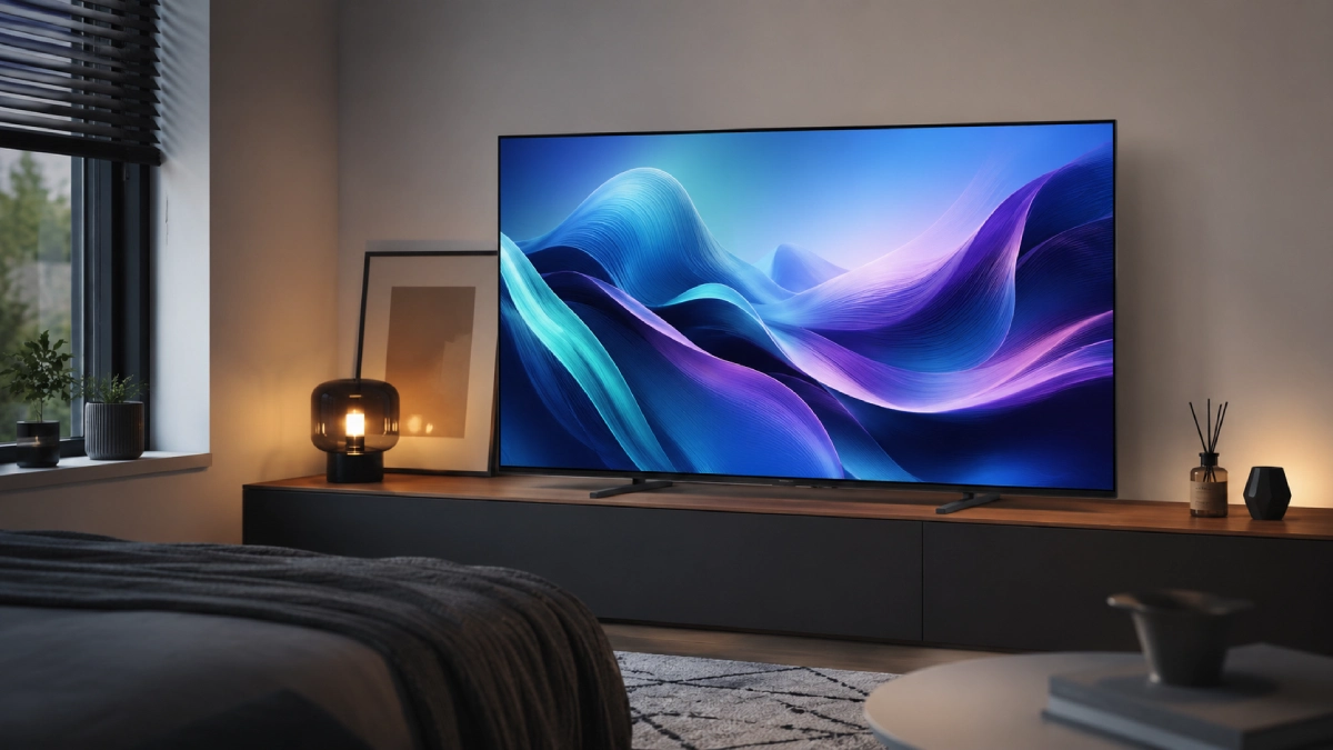 Televizor LG OLED C5 48C52LA de 121 cm într-un dormitor modern