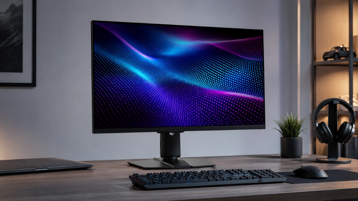 Monitor MSI MAG 274UPDF E16M de 27 inch, 4K UHD, într-un setup de birou și gaming