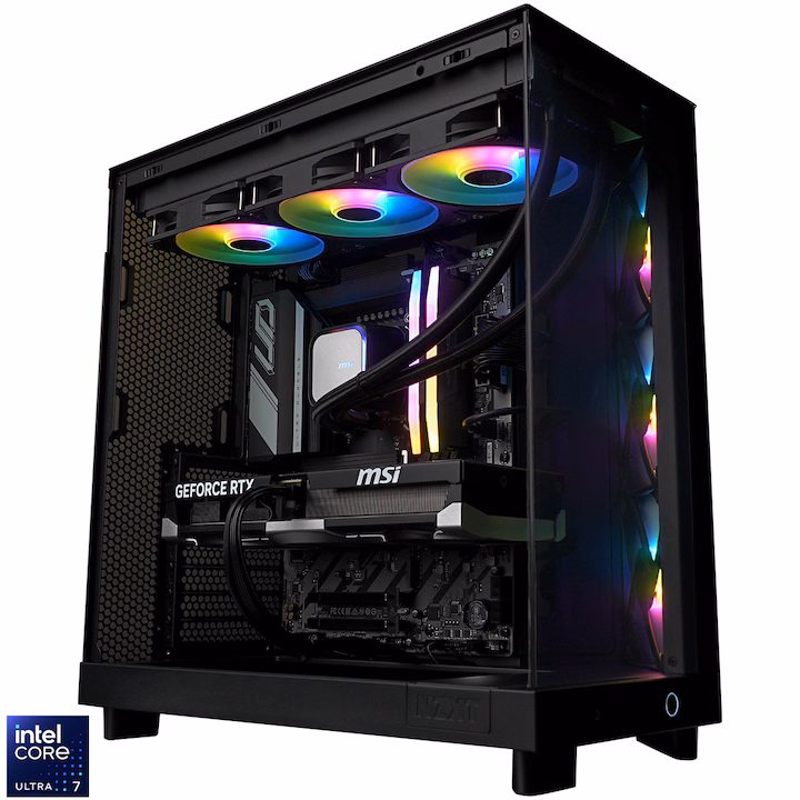 Sistem desktop PC Gaming A+ cu procesor Intel Core Ultra 7 270K Plus și placă video MSI GeForce RTX 5070 VENTUS 3X OC 12GB, Black