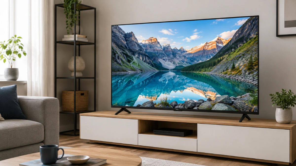 Televizor Sony BRAVIA 3 LED 55S35 de 139 cm într-un living simplu și modern