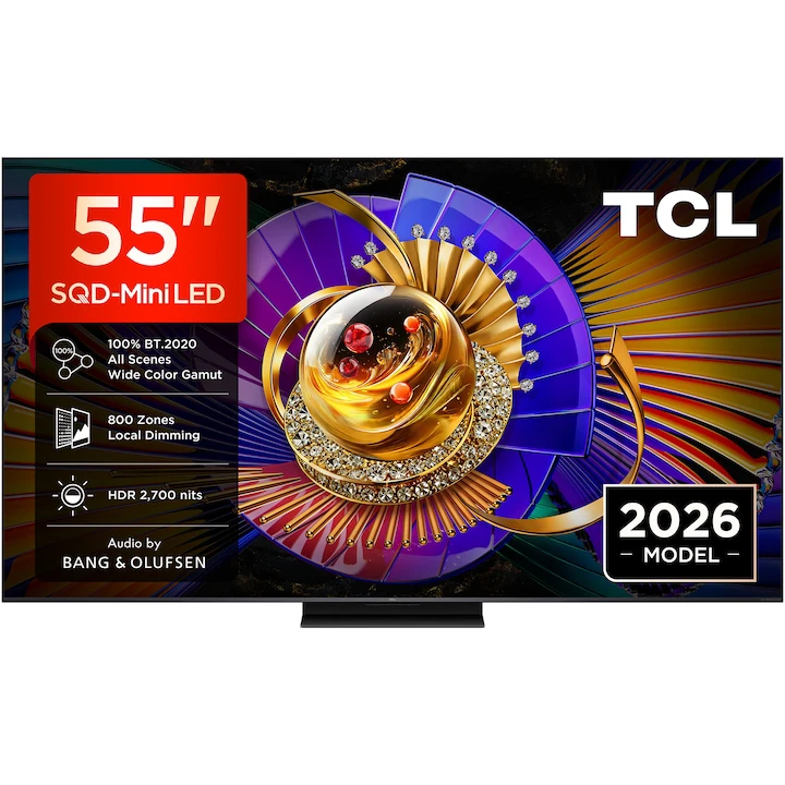 Televizor TCL SQD-MiniLED 55C7L de 139 cm, Smart Google TV 4K Ultra HD