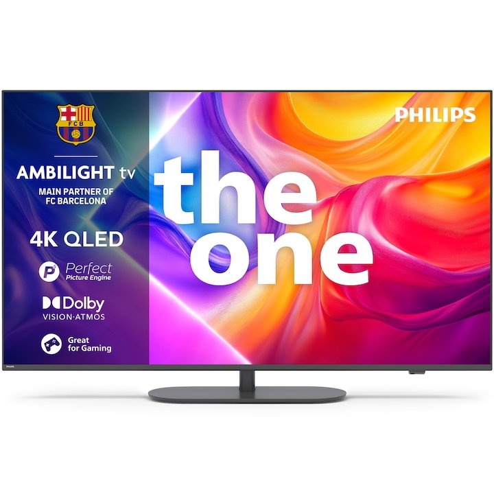 Televizor Philips 43PUS9010 de 108 cm, QLED Smart TV 4K Ultra HD, 100 Hz, cu Ambilight