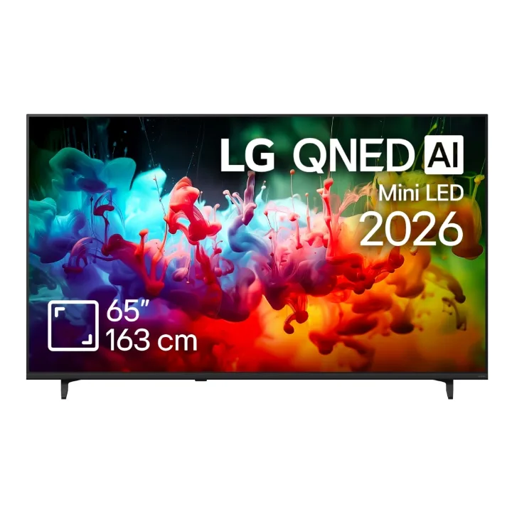 Televizor LG QNED Mini LED 65QNED7EB3C de 163 cm, văzut din față