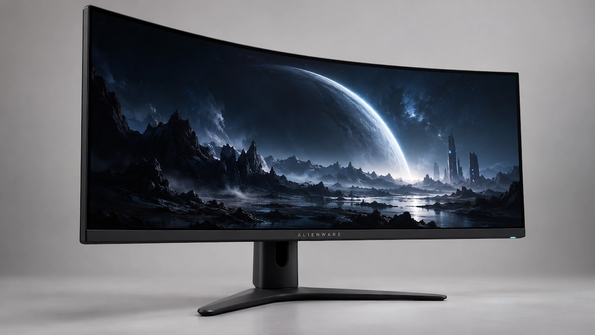 Monitor Dell Alienware AW3425DW, OLED, ultrawide curbat, 34 inch, pe fundal neutru