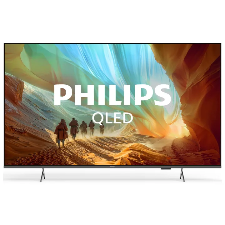 Philips QLED 43PQS7801, televizor de 108 cm pe două picioare, văzut din față