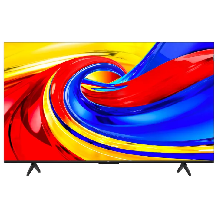 TCL QLED 55P7L, televizor de 139 cm pe două picioare, văzut din față