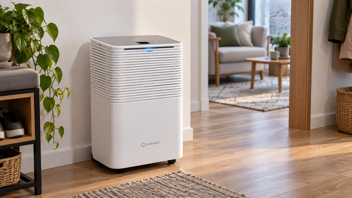 Dezumidificator Turbionaire EPI 12 WIFI amplasat într-un apartament luminos