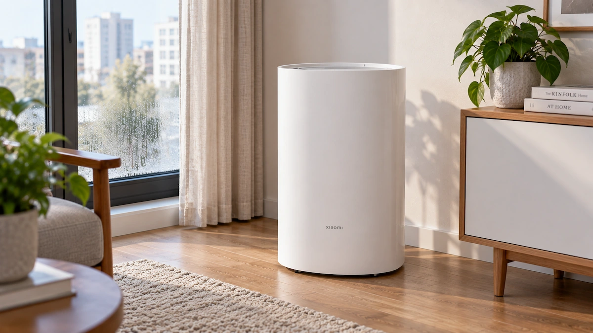 Dezumidificator Xiaomi Smart Dehumidifier Lite amplasat într-un interior minimalist