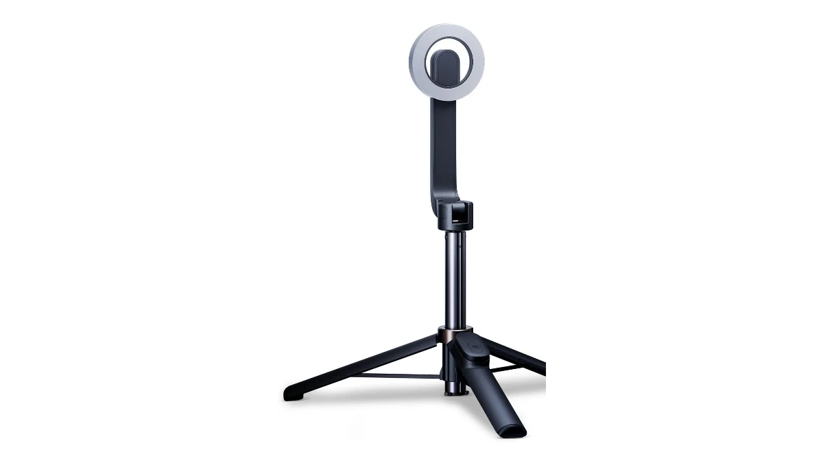 Selfie stick 3mk HARDY MagSelfie deschis ca trepied, cu suportul magnetic rotund sus