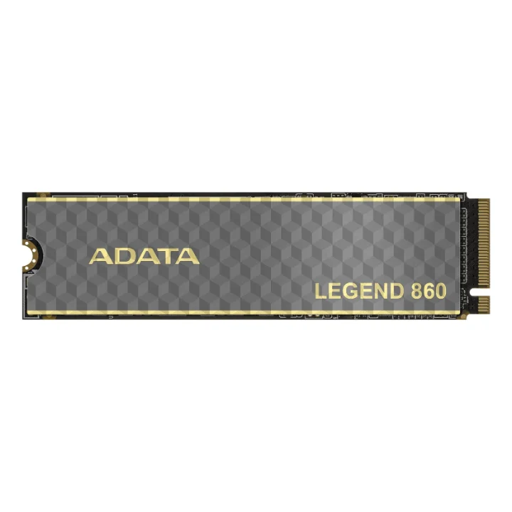 SSD-ul ADATA Legend 860 de 1 TB, în format M.2 2280, cu radiator, pe fundal alb