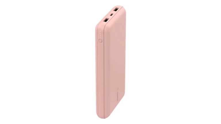Baterie externă Belkin BoostCharge 20K, roz, cu două porturi USB-A și un port USB-C