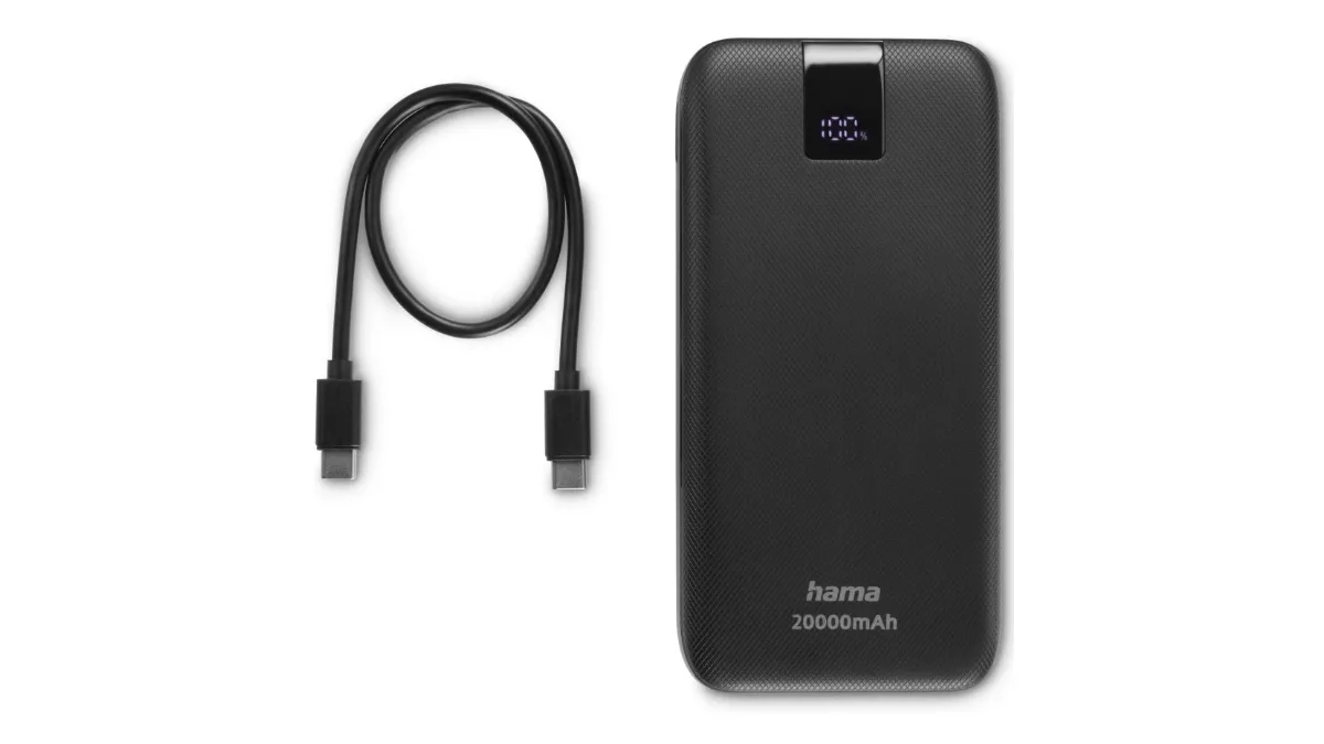 Baterie externă Hama PD 20, antracit, de 20.000 mAh, cu afișaj