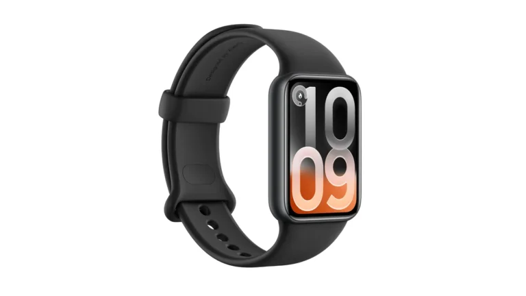 Brățara Xiaomi Smart Band 10 Pro neagră, cu ecranul AMOLED dreptunghiular pornit