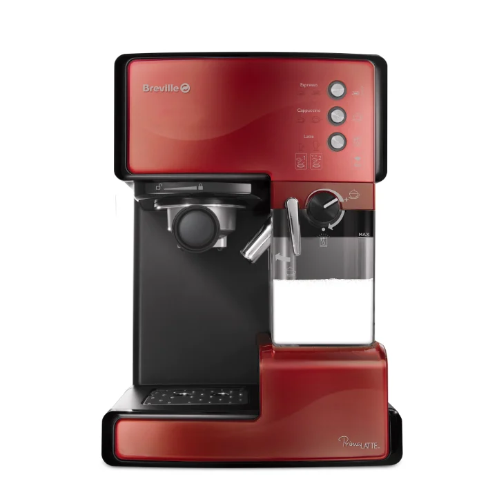 Breville Prima Latte VCF046X roșu, cu recipientul de lapte atașat