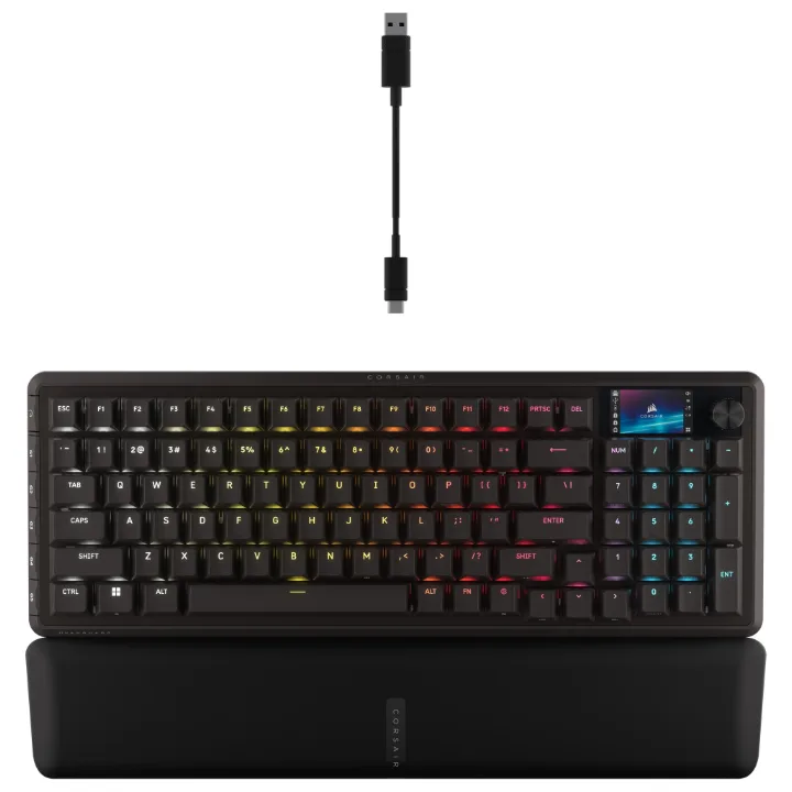 Tastatura de gaming Corsair Vanguard Pro 96 cu ecran LCD și suport pentru încheieturi