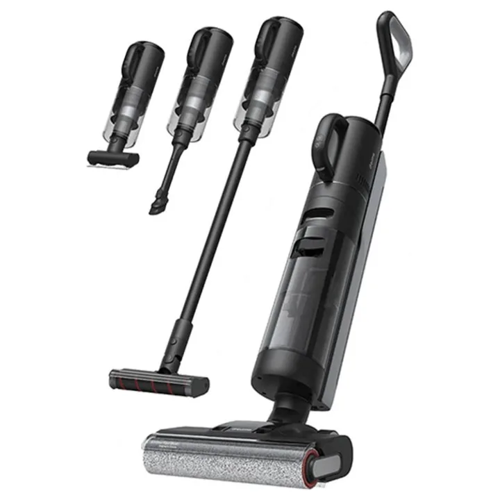 Aspirator vertical cu spălare Dreame H12 Dual negru, cu unitatea de aspirare detașabilă, pe fundal alb