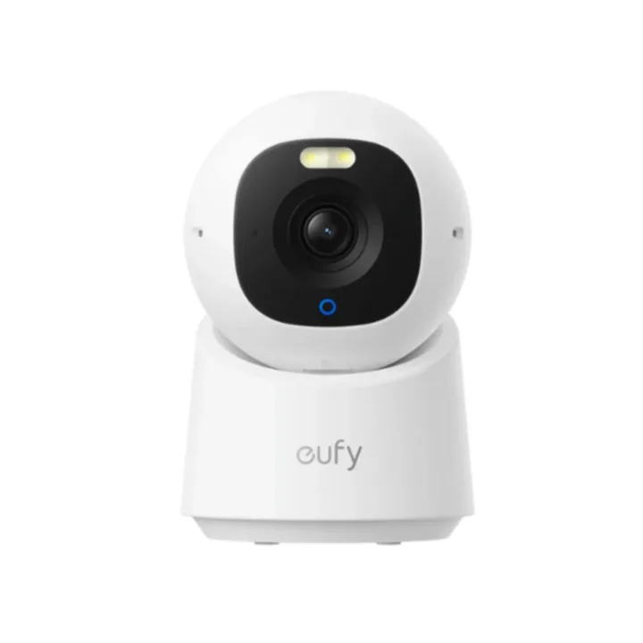 Camera de supraveghere rotativă eufy E30, albă, văzută din față