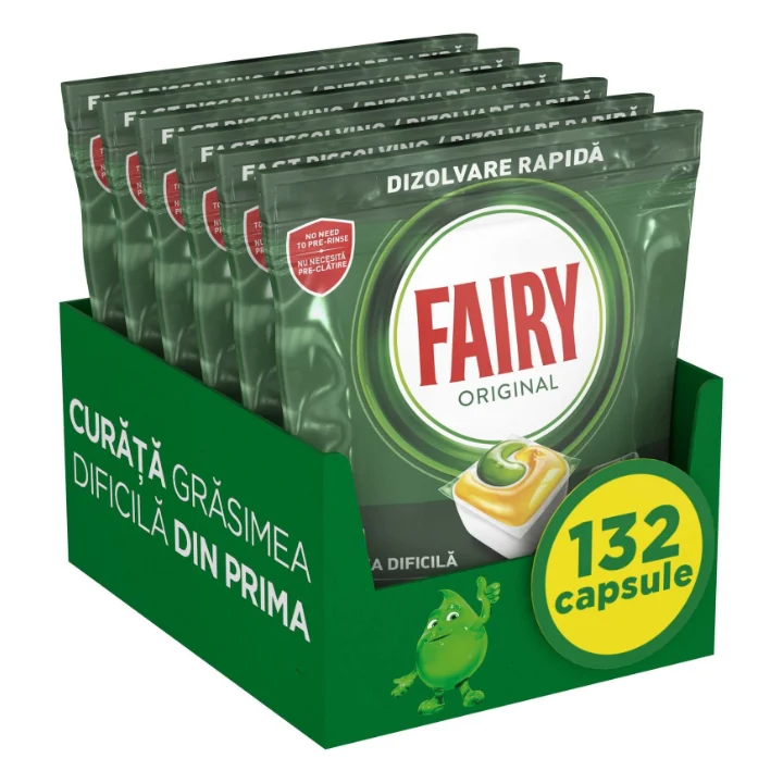 Cutia de capsule Fairy All in One pentru mașina de spălat vase, 132 de capsule