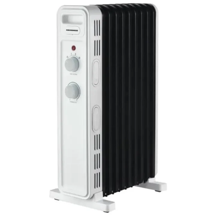 Calorifer electric cu ulei Heinner HOH-M09WH-BK, alb cu negru, cu 9 elementi și două butoane rotative