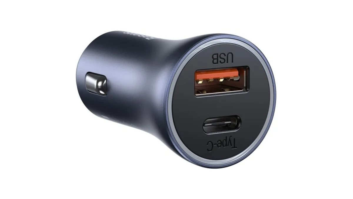 Încărcător auto Baseus Golden Contactor Pro de 40 W, cu un port USB și un port USB-C