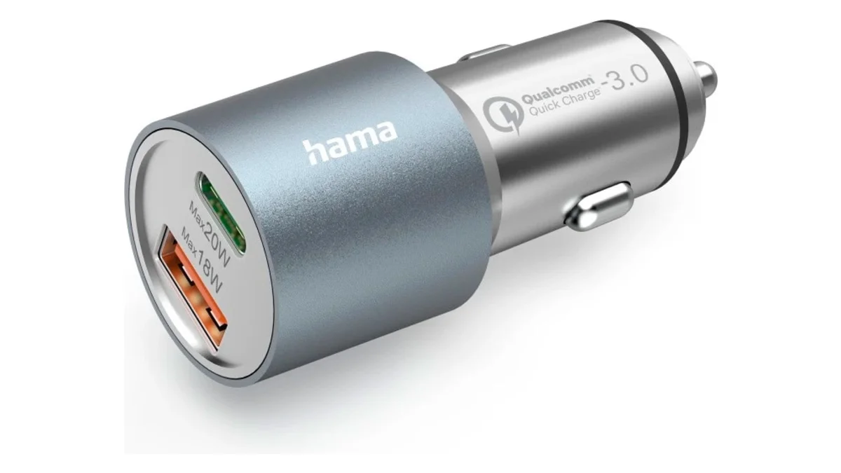 Încărcător auto Hama de 38 W, cu carcasă metalică