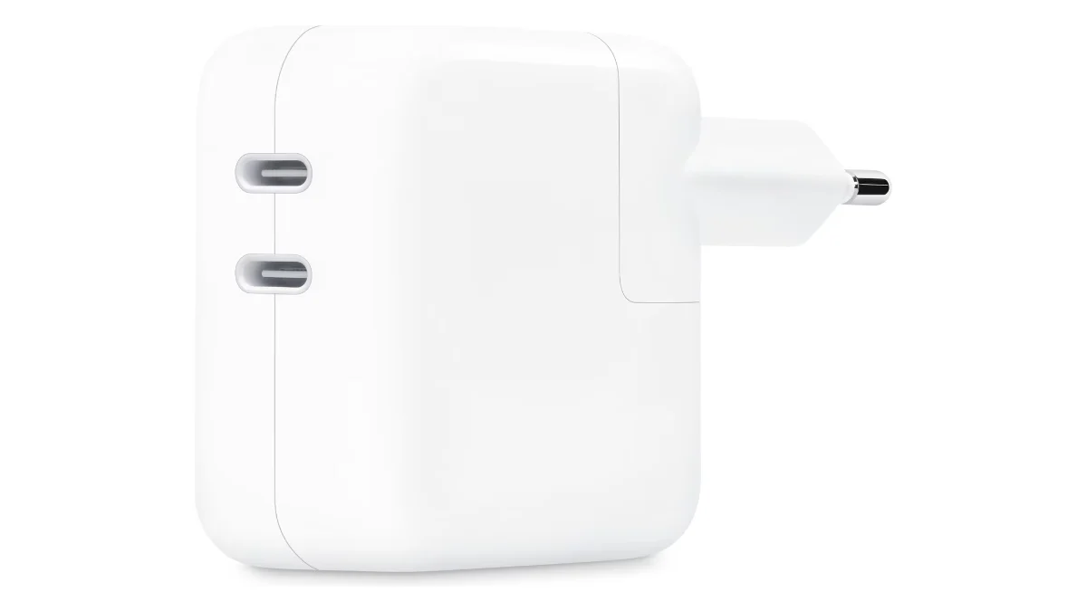 Adaptor de alimentare Apple de 35 W, alb, cu două porturi USB-C