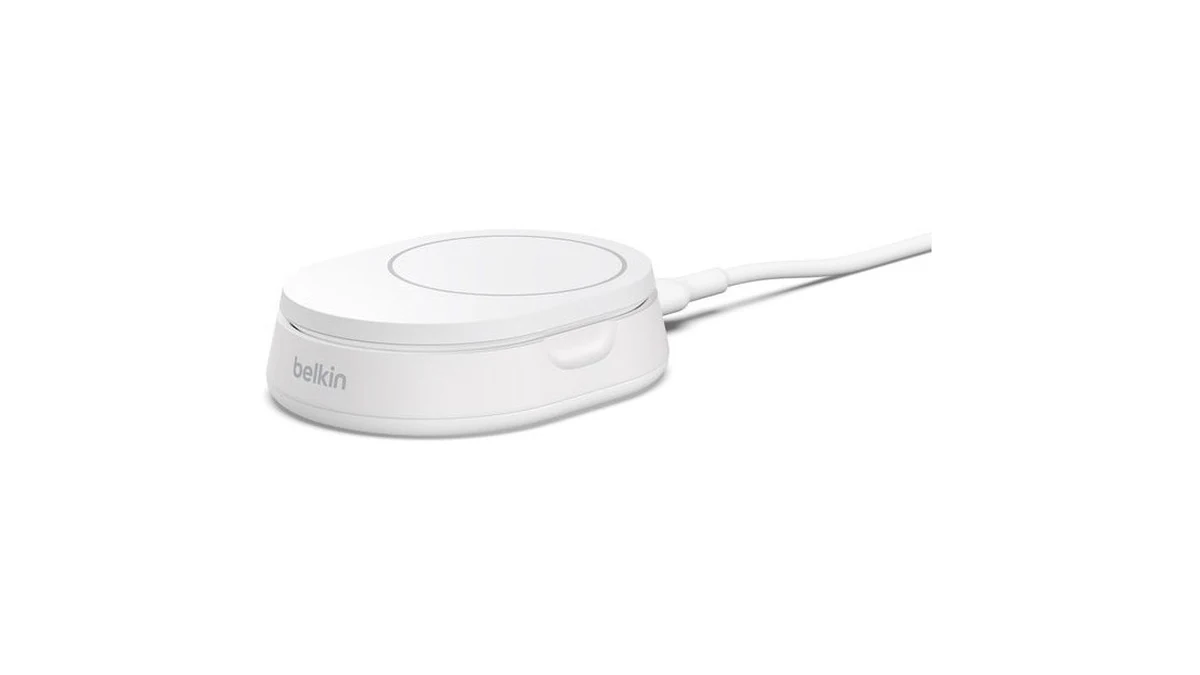 Încărcător wireless Belkin BoostCharge Pro, alb, suport magnetic convertibil