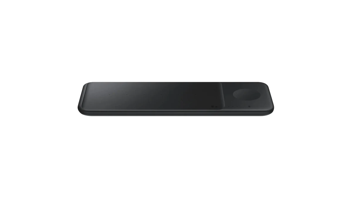 Încărcător wireless Samsung Wireless Charger Trio, negru, văzut din lateral