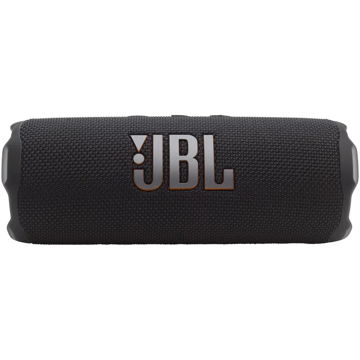 Boxa portabilă JBL Flip 7, neagră, văzută din față