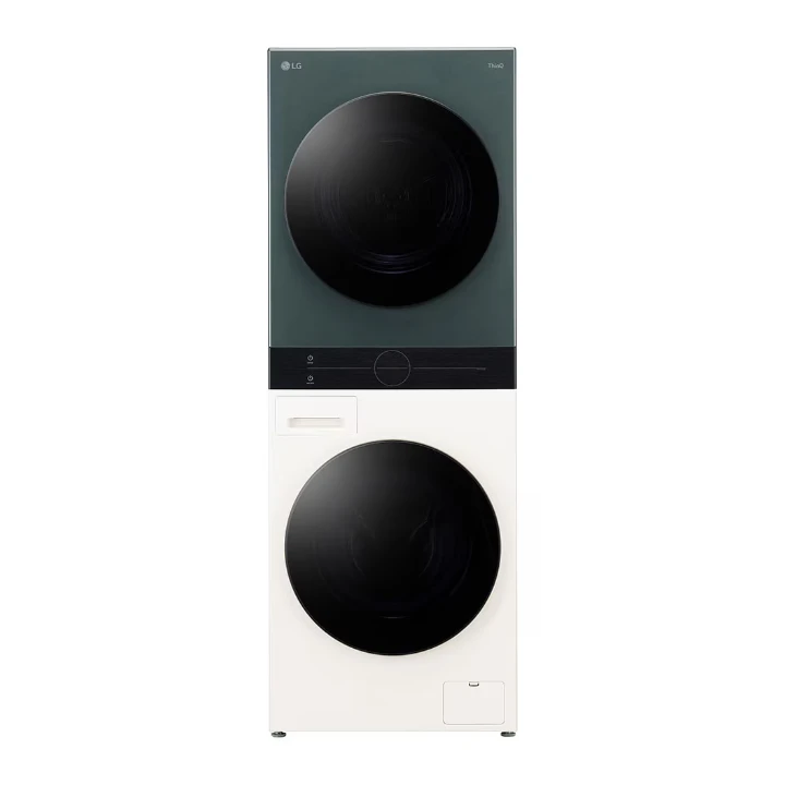 LG WashTower WT1210EGF, turnul de spălare și uscare văzut din față