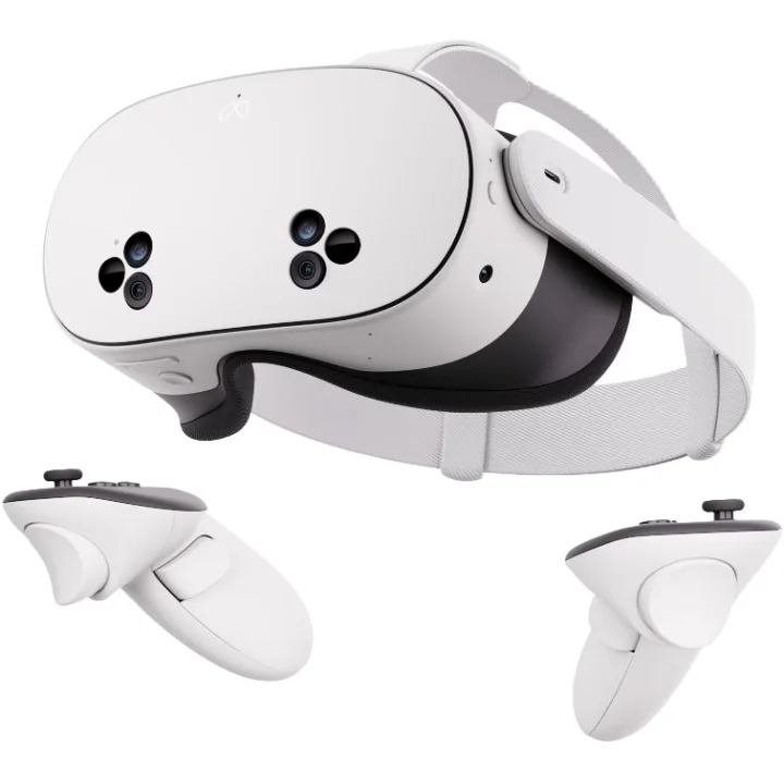 Cască VR Meta Quest 3S albă, cu două controlere Touch Plus