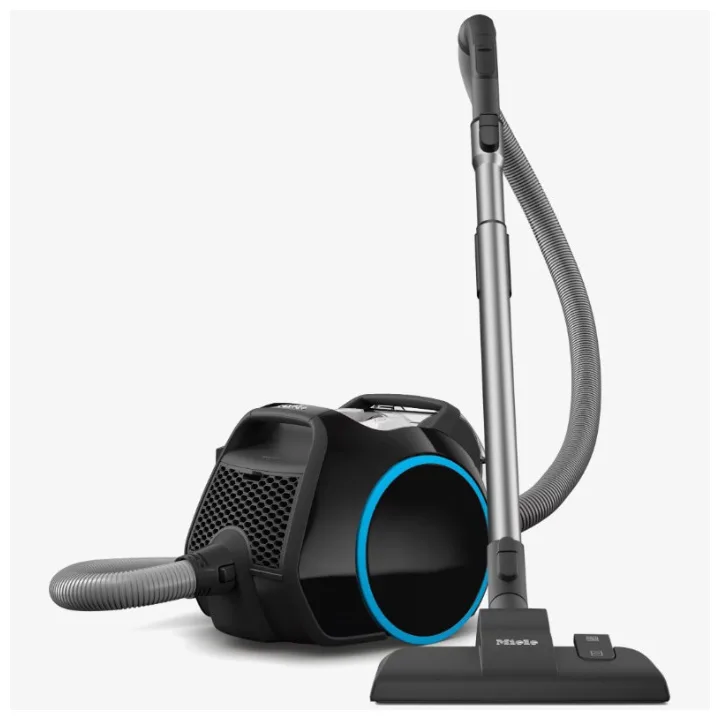 Aspiratorul fără sac Miele Boost CX1 Blue Pulse, negru, cu inel albastru, tub și perie