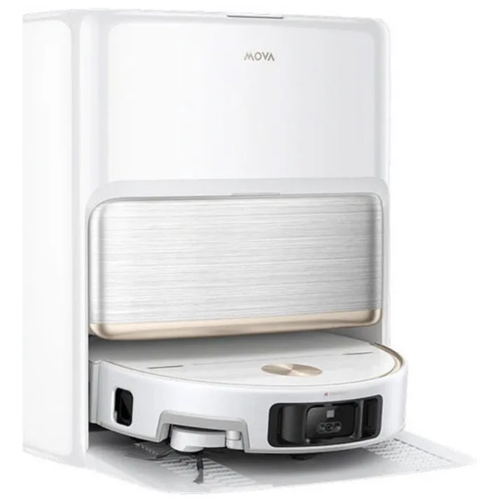 Aspirator robot MOVA V70 Ultra Complete alb, cu stația de andocare, pe fundal alb