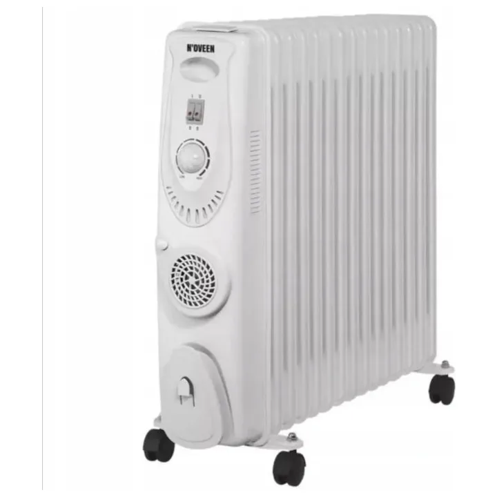 Calorifer electric cu ulei Noveen OH1501, alb, cu 15 elementi, ventilator pe panoul frontal și roți