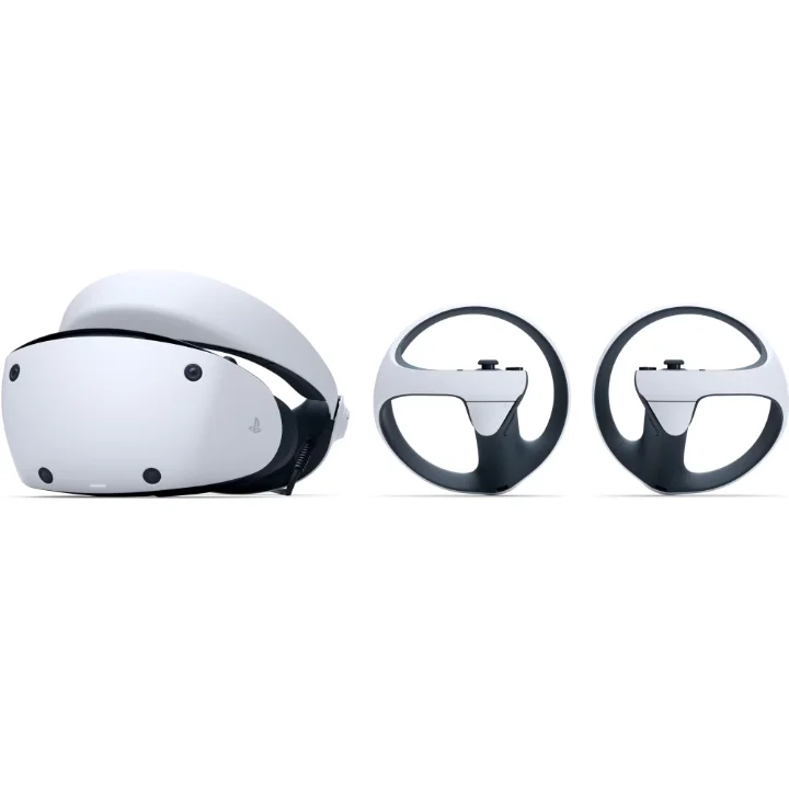 Cască PlayStation VR2 albă, cu două controlere Sense