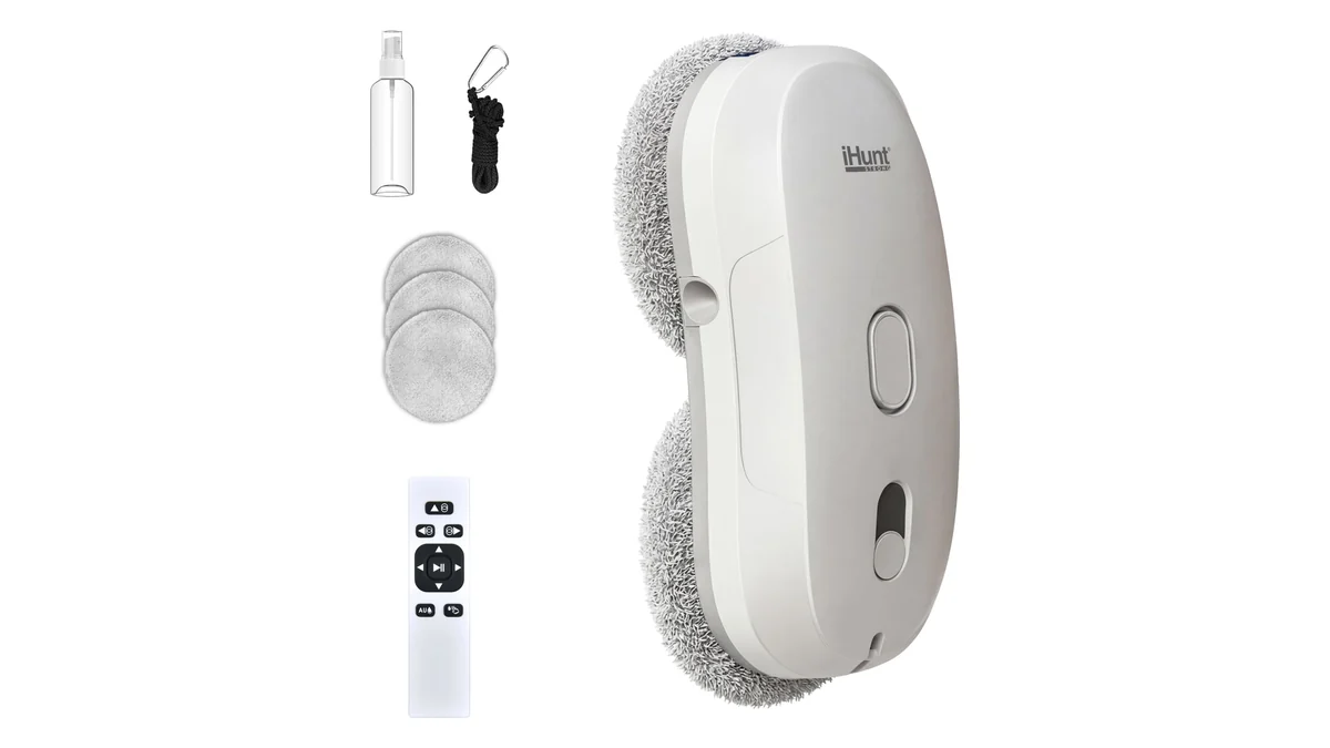 Robotul de geamuri iHunt Smart Window Robot 3 Ultra, cu telecomanda, lavetele și sticla de pulverizare din pachet
