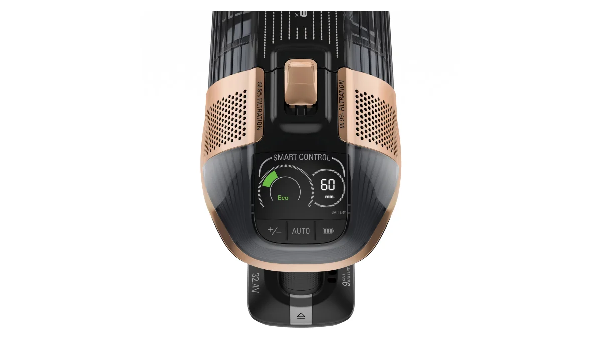Blocul motor al aspiratorului Rowenta X-Force Flex 15.60, cu ecranul de control