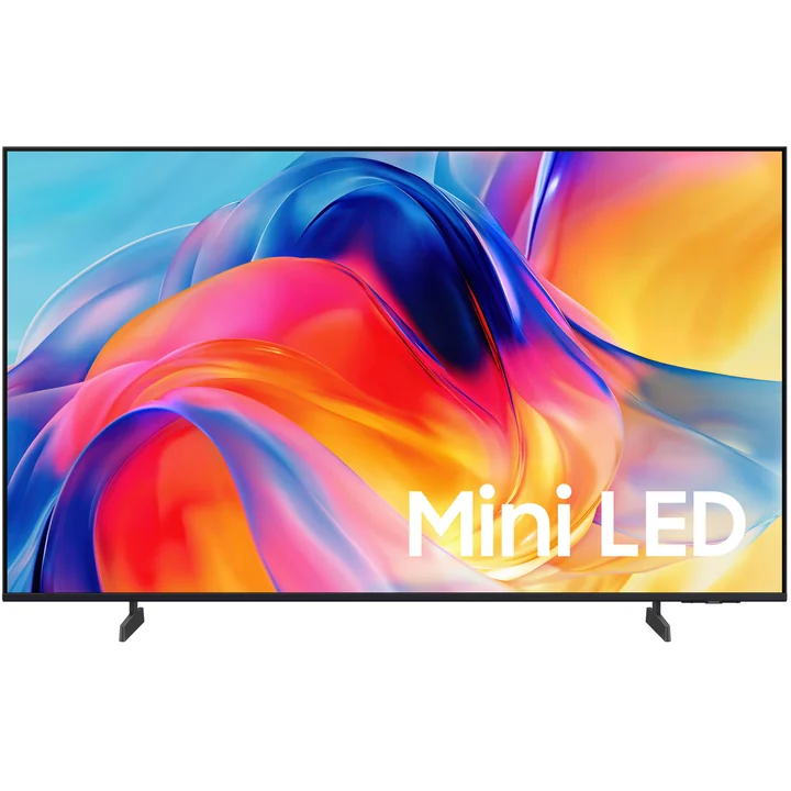 Televizor Samsung MiniLED 50M72H de 125 cm, văzut din față, pe picioare