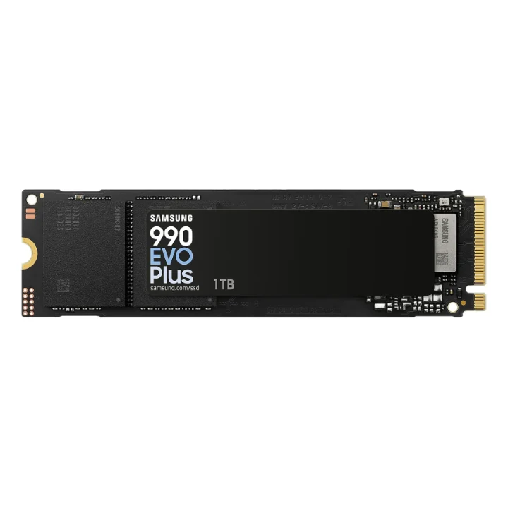 SSD-ul Samsung 990 EVO Plus de 1 TB, în format M.2 2280, pe fundal alb